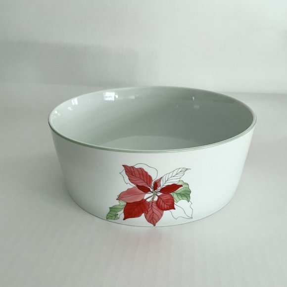Vintage Christmas Holiday Vegetable Bowl Red Poinsettia by BLOCK SPAL,Goetzen - Picture 1 of 11